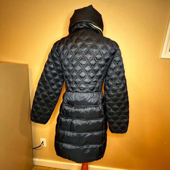 Michael Kors Jacket Women's L Navy Packable Down Fill Hooded Puffer Coat Long - Picture 8 of 16